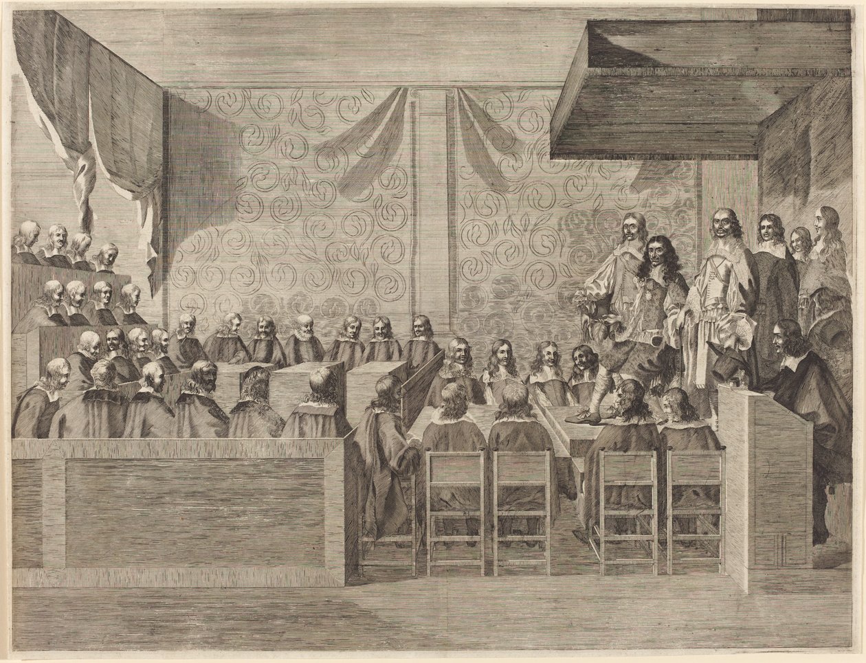 Charles II med sitt råd av British 17th Century
