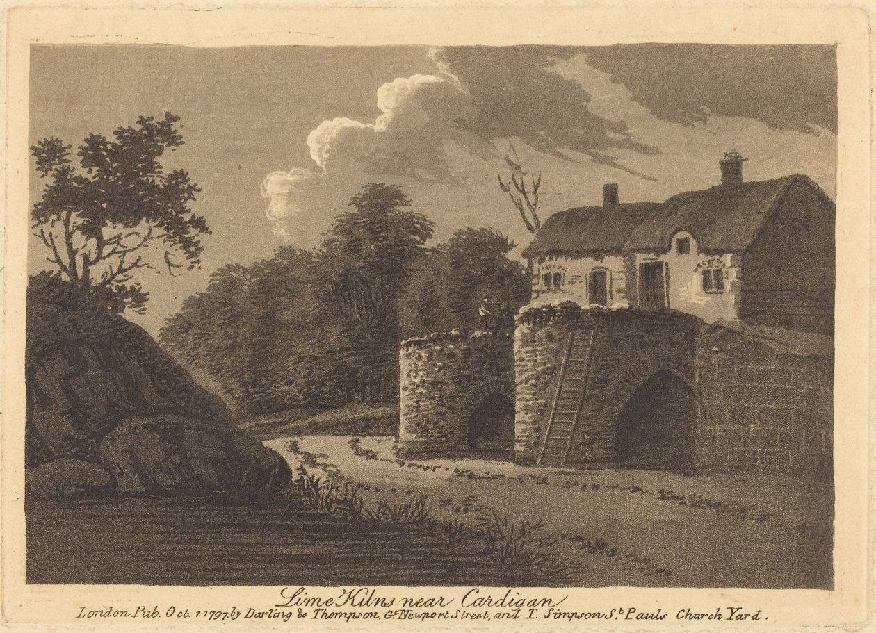 Lime Kilns nær Cardigan av British 18th Century