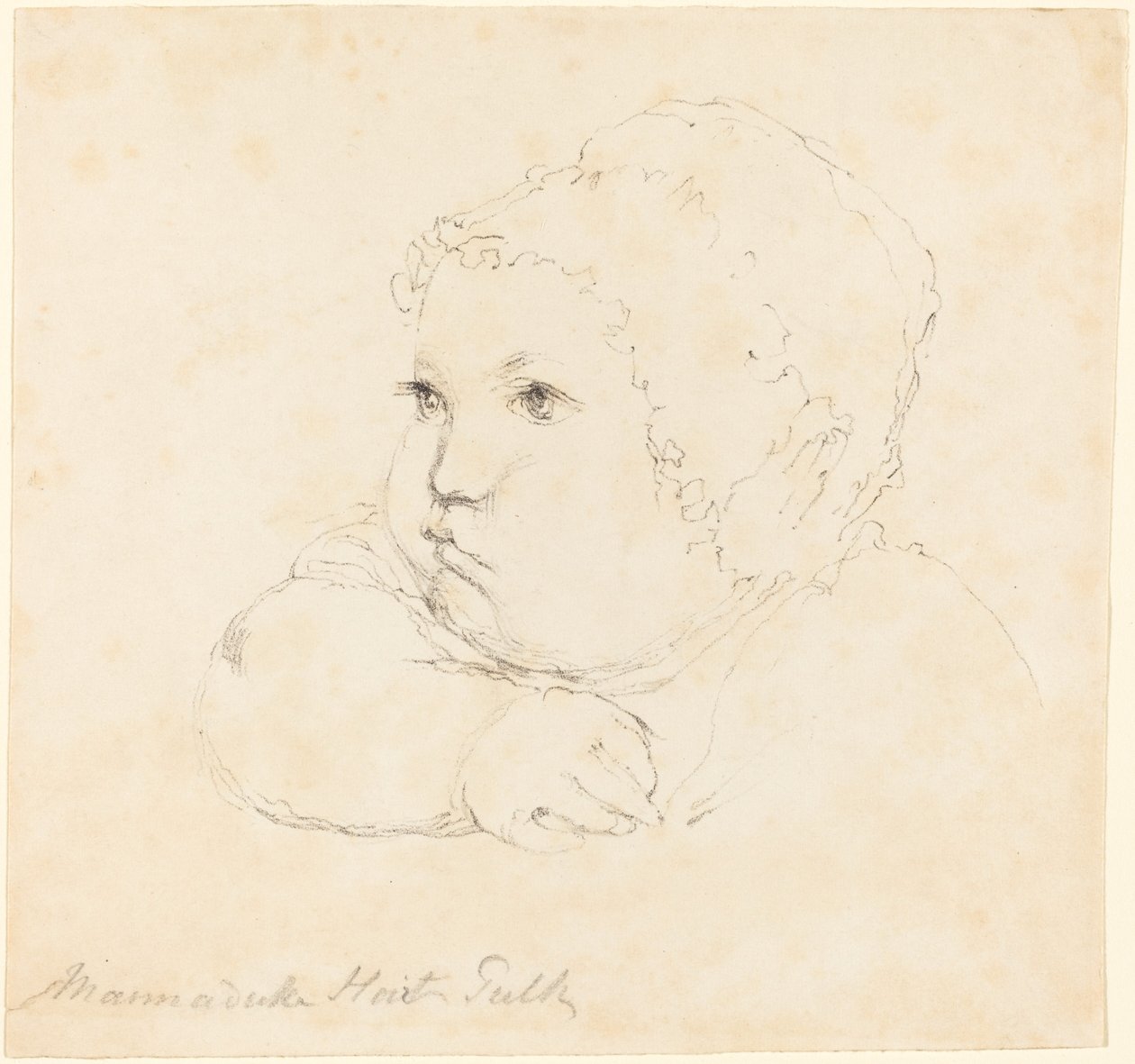 Head of a Child in a Cap av British 18th Century after John Flaxman