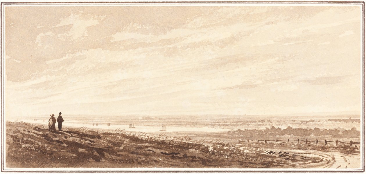 Figurer med utsikt over en bukt nær munningen av Paye, Lincolnshire av British 19th Century