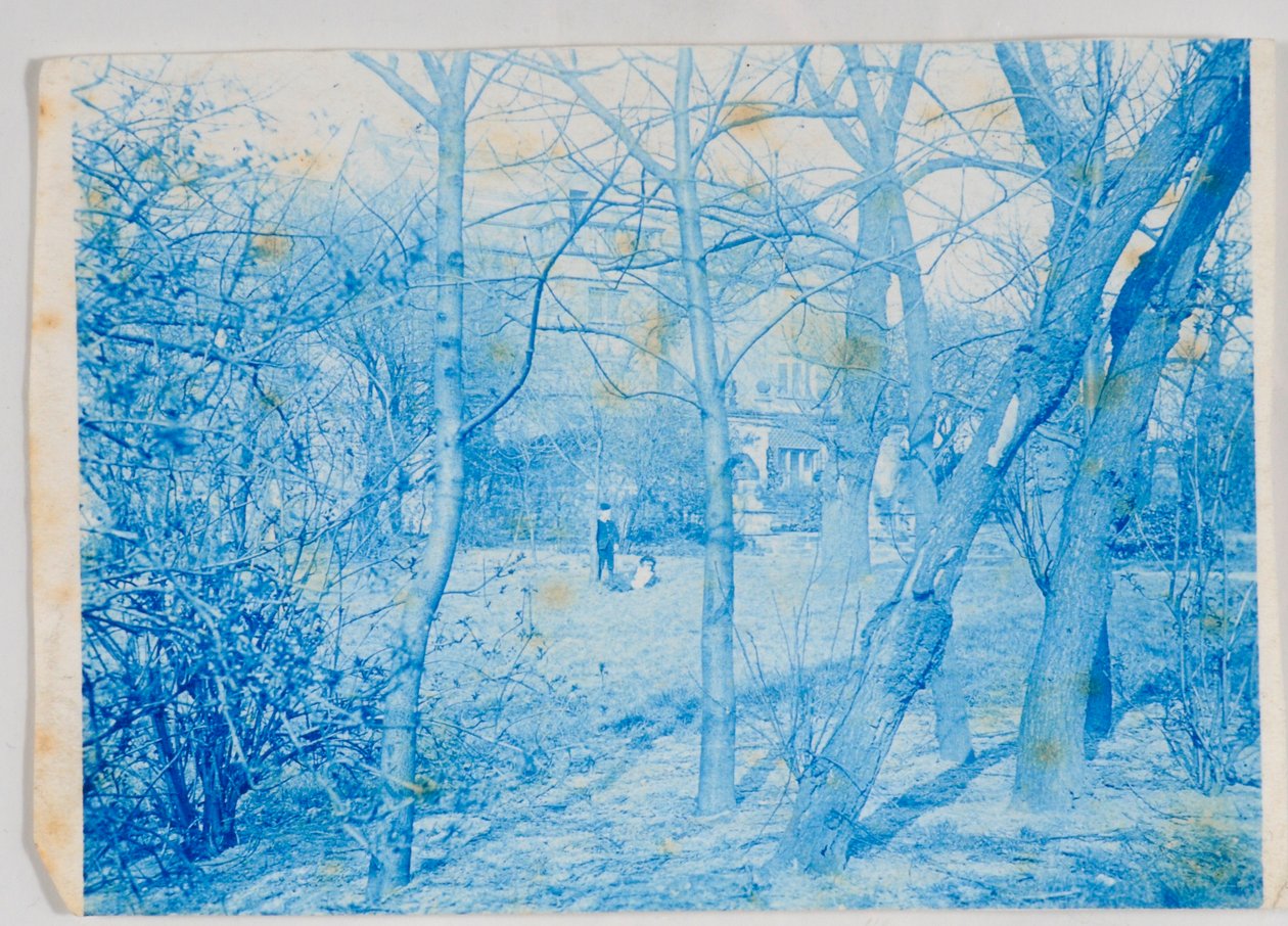 Elaine og Lancelot Grimshaw på eiendommen til Knostrop Hall (cyanotype) av British Photographer