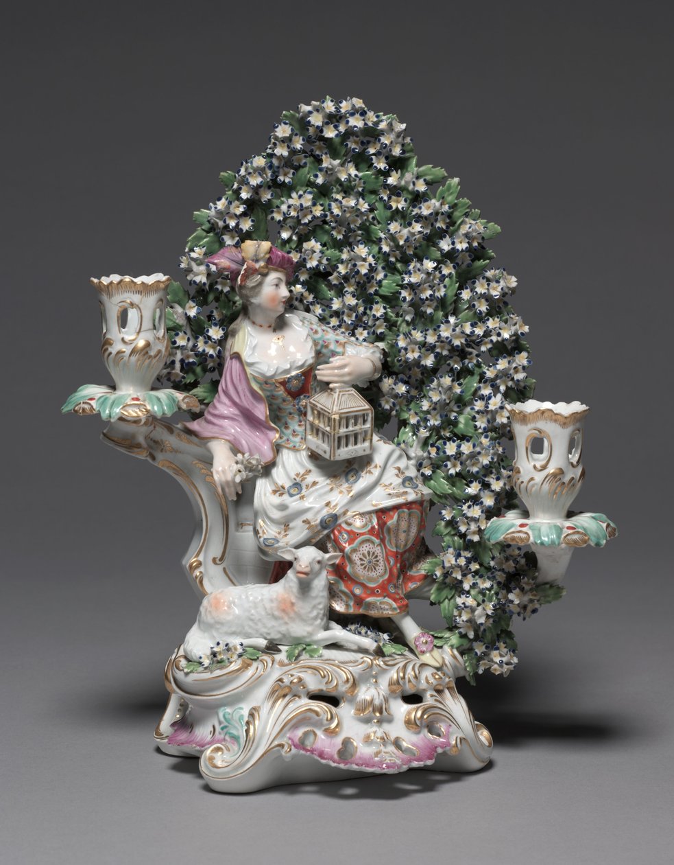 Kandelaber med gjeterinne, produsent Derby Porcelain Factory av British School