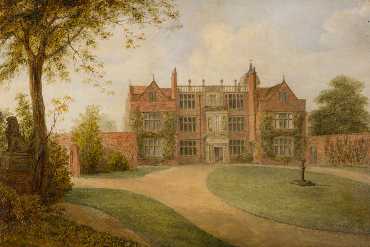 Castle Bromwich Hall, Warwickshire, ca. 1850-1900 (olje på lerret) av British School