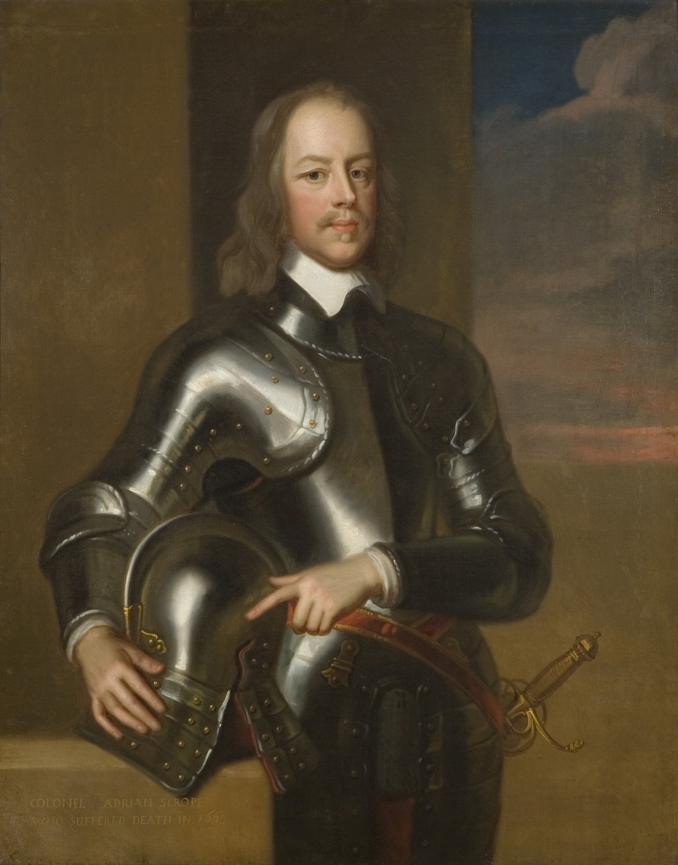 Oberst Adrian Scrope, siste guvernør i Bristol 1649-55 (olje på lerret) av British School