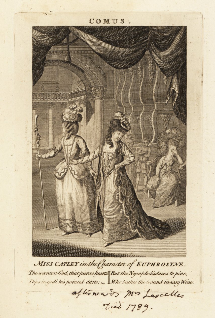 Frøken Ann Catley i rollen som Euphrosyne i John Miltons Comus av British School
