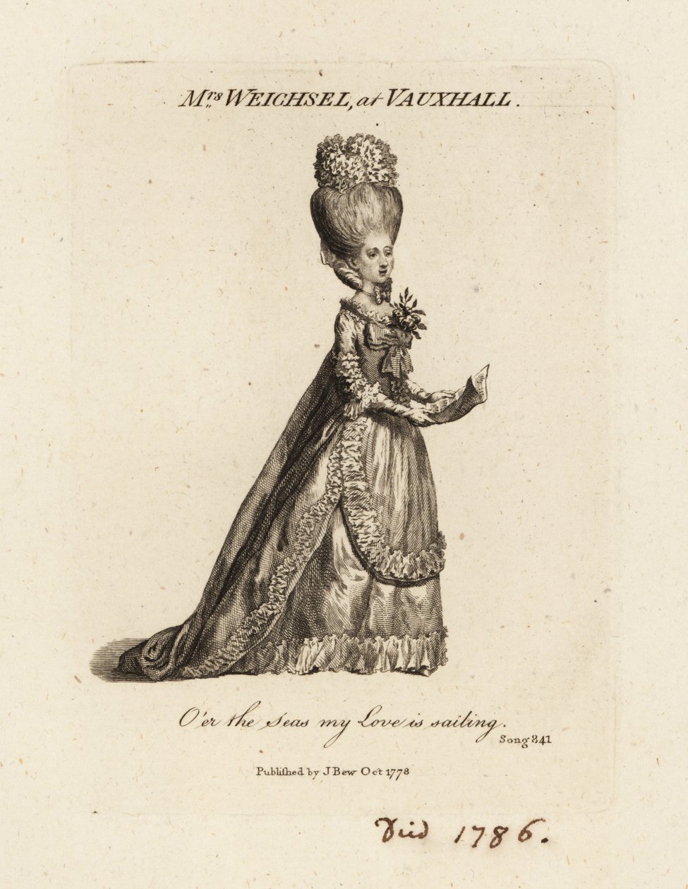 Fru Frederica Weichsel synger i Vauxhall Pleasure Gardens, sent på 1700-tallet av British School