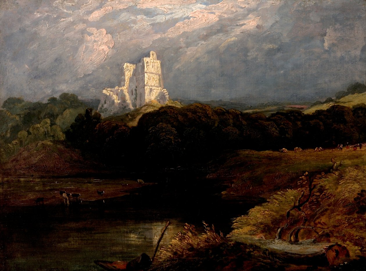 Norham Castle, Northumberland (olje på lerret) av British School