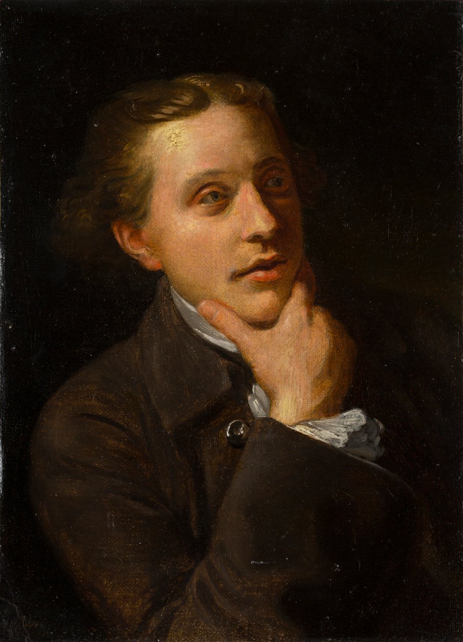 Portrait Study of a Man (olje på papir lagt på lerret) av British School
