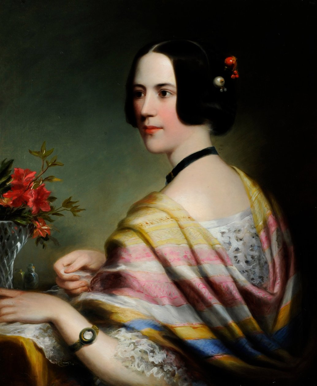 Portrett av frøken Eliza Wilkinson, ca. 1860 (olje på lerret) av British School