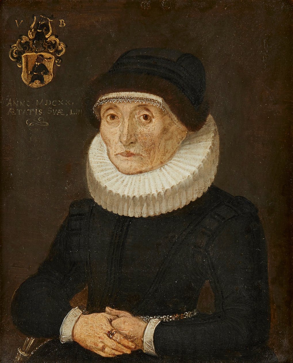 Portrett av en dame (olje om bord) av British School