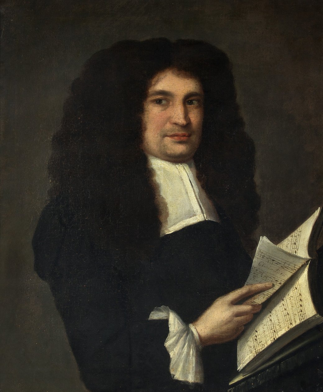 Portrait of a Man with a Book of Music, ca. 1700 (olje på lerret) av British School