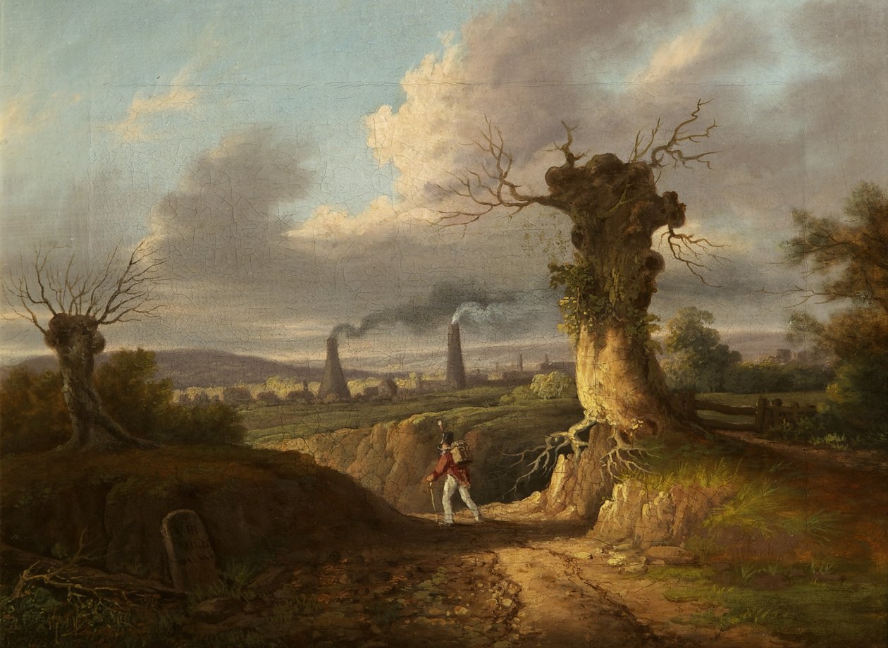 The Old Glass Works, Nailsea, ca. 1810 (olje på lerret) av British School