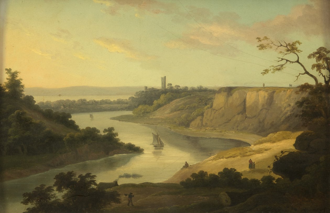Utsikt over Avon, ca. 1800-10 (olje på panel) av British School