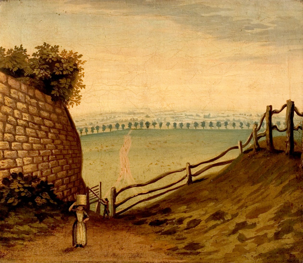 Utsikt over gangstien til Lenton over Nottingham Park, ca. 1795 av British School