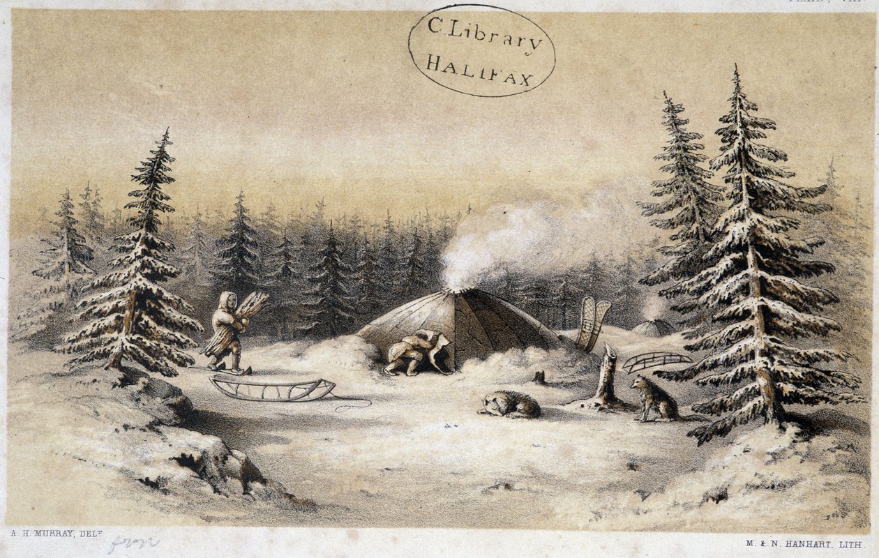 Winter Habitations of the Kutchin People of North America and Alaska in "" Artic Searching Expedition: en journal over en båtreise gjennom Ruperts land og det artiske hav på leting etter oppdagelsesskipene under kommando av Sir John Franklin"" av Sir John  av British School