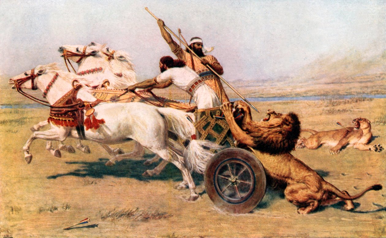 Nimrod, en mektig jeger (fargelitografi) av Briton (after) Riviere