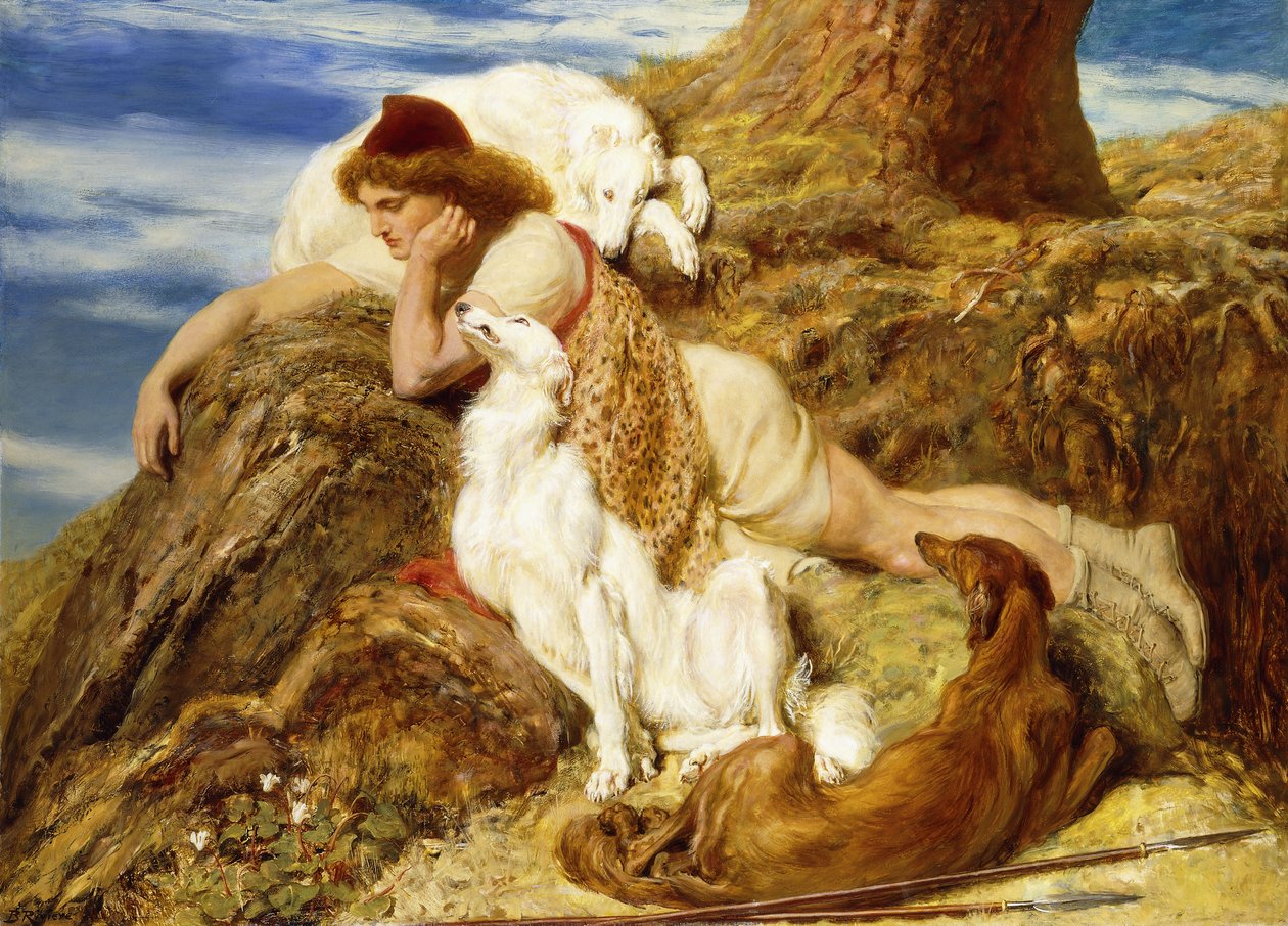 Endymion "Ah! vel om dagen, hvorfor skulle vår unge Endymion pine unna"-Keats, av Briton Riviere