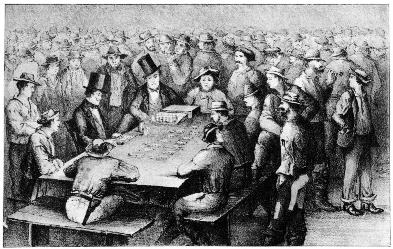 Gambling i gruvene, Faro, California, 1800-tallet 1937. av Britton and Rey