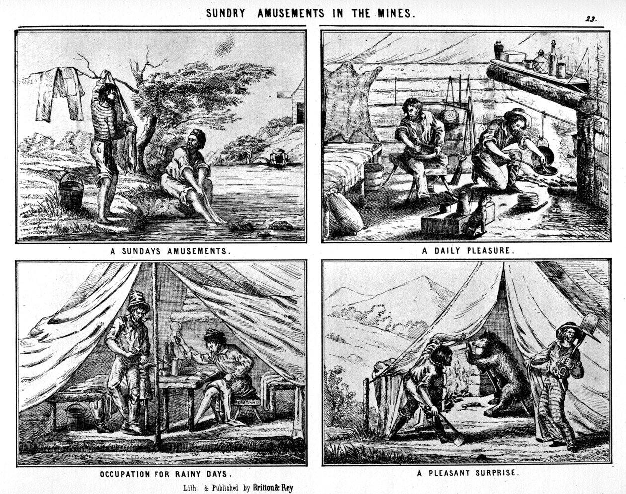 Sunday Amusements in the Mines, 1800-tallet 1937. av Britton and Rey