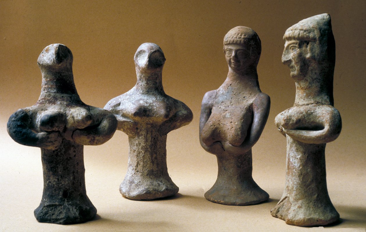 Figurer av Asherah, kanaanittisk, 999–600 f.Kr. (leire) av Bronze Age