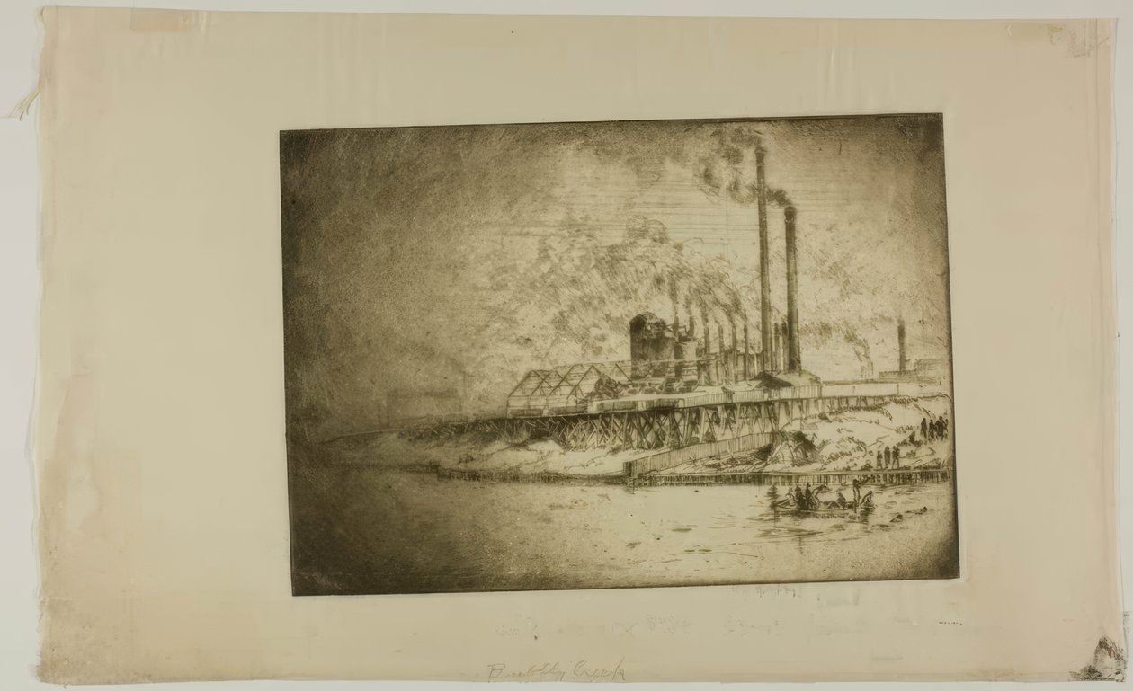 Chicago - Bubbly Creek, 35th St og River av Bror Julius Olsson Nordfeldt