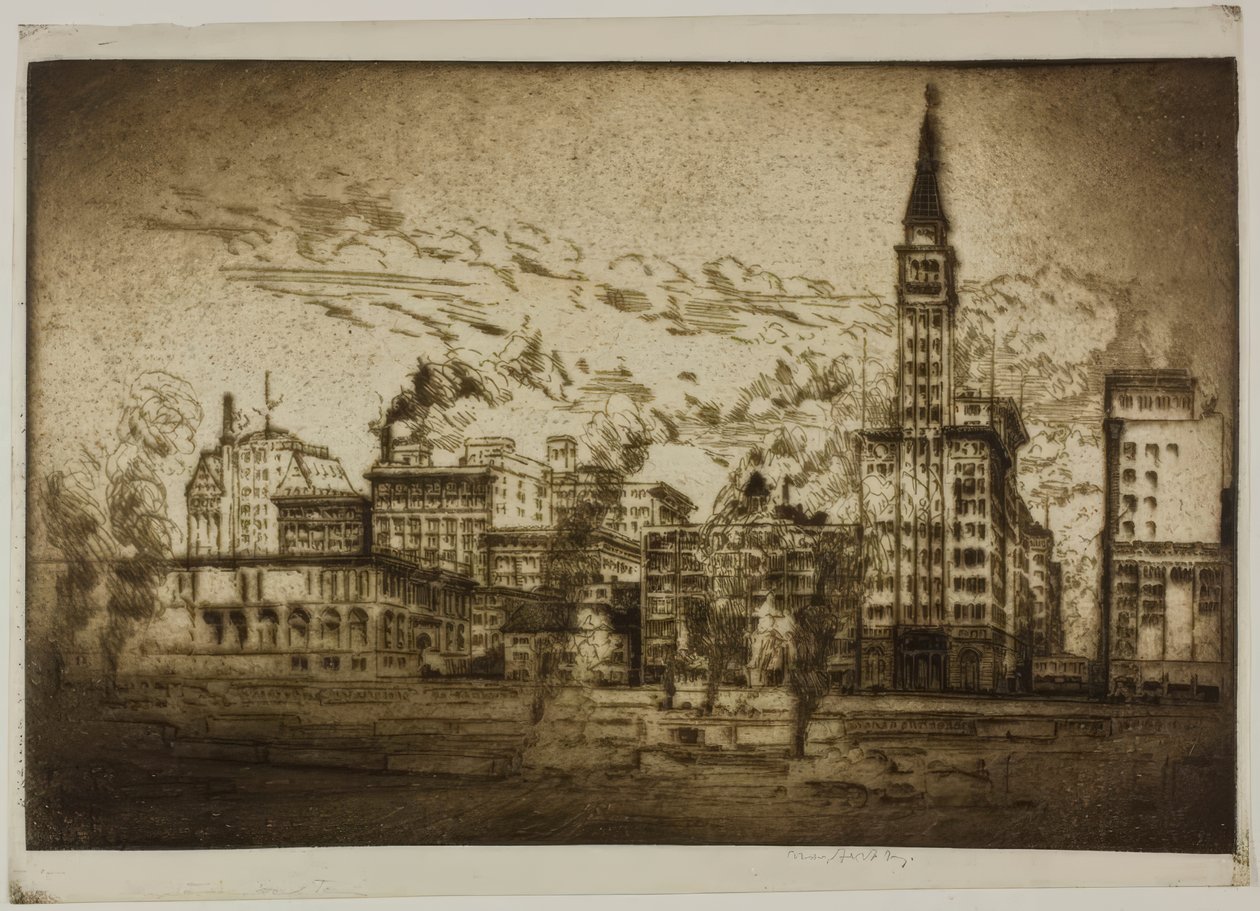 Chicago – Montgomery Ward-tårnet av Bror Julius Olsson Nordfeldt