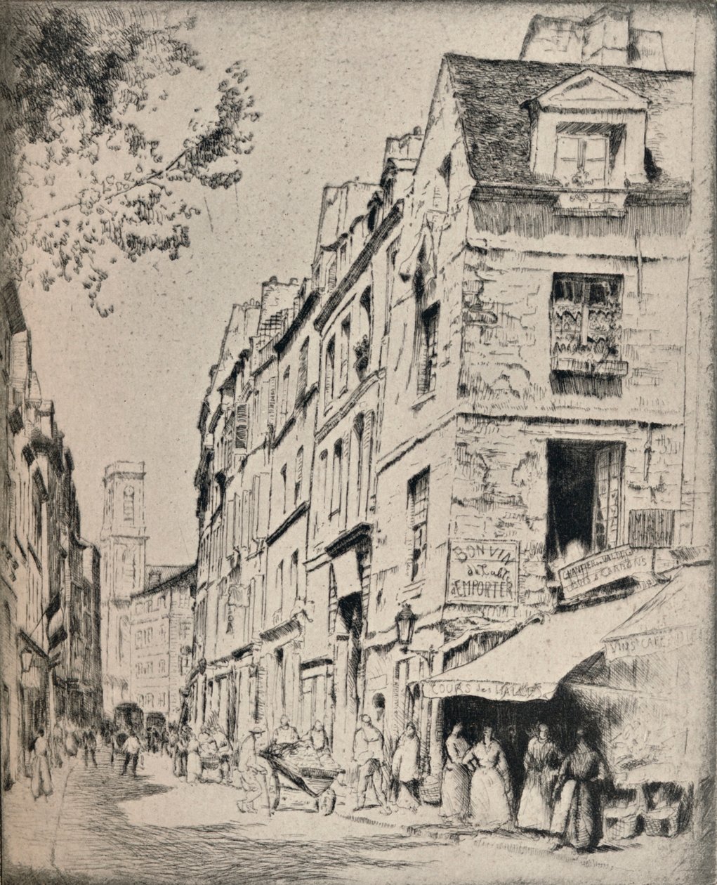 Gårdsplassen til Halles, Rue St Jacques, 1915 av Bror Julius Olsson Nordfeldt
