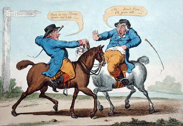 Every Rogue is a Coward , utgitt av Hannah Humphrey i 1801 (håndfarget etsning) av Brownlow (after) North