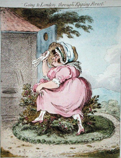 Going to London through Epping Forest, etset av James Gillray (1757-1815) utgitt av Hannah Humphrey i 1802 (håndfarget etsning) av Brownlow (after) North