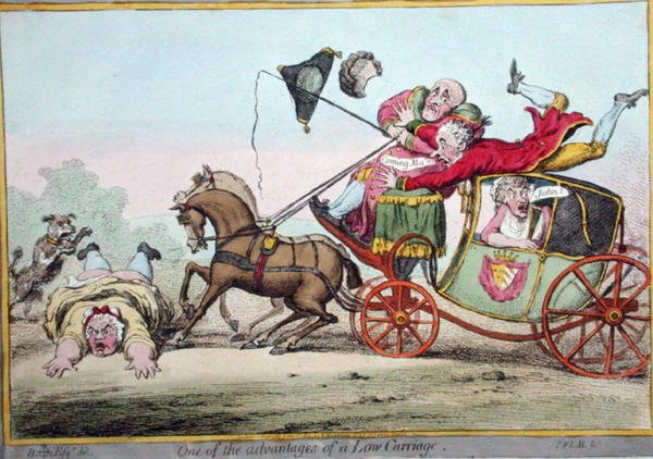 En av fordelene med en lavvogn, utgitt av Hannah Humphrey i 1801 (håndfarget etsning) av Brownlow (after) North