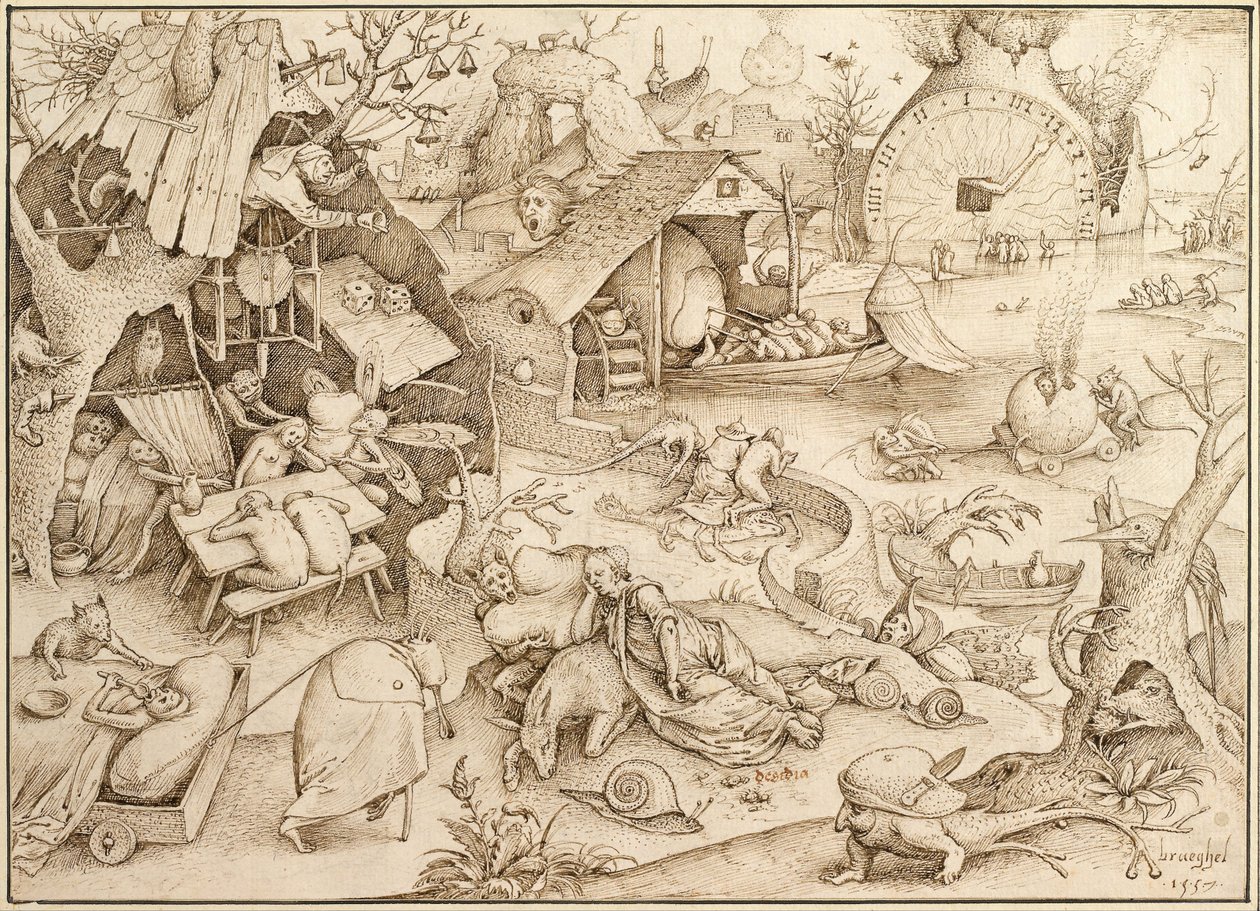 Acedia Sloth Fra serien Seven Deadly Sins, 1557 av Bruegel