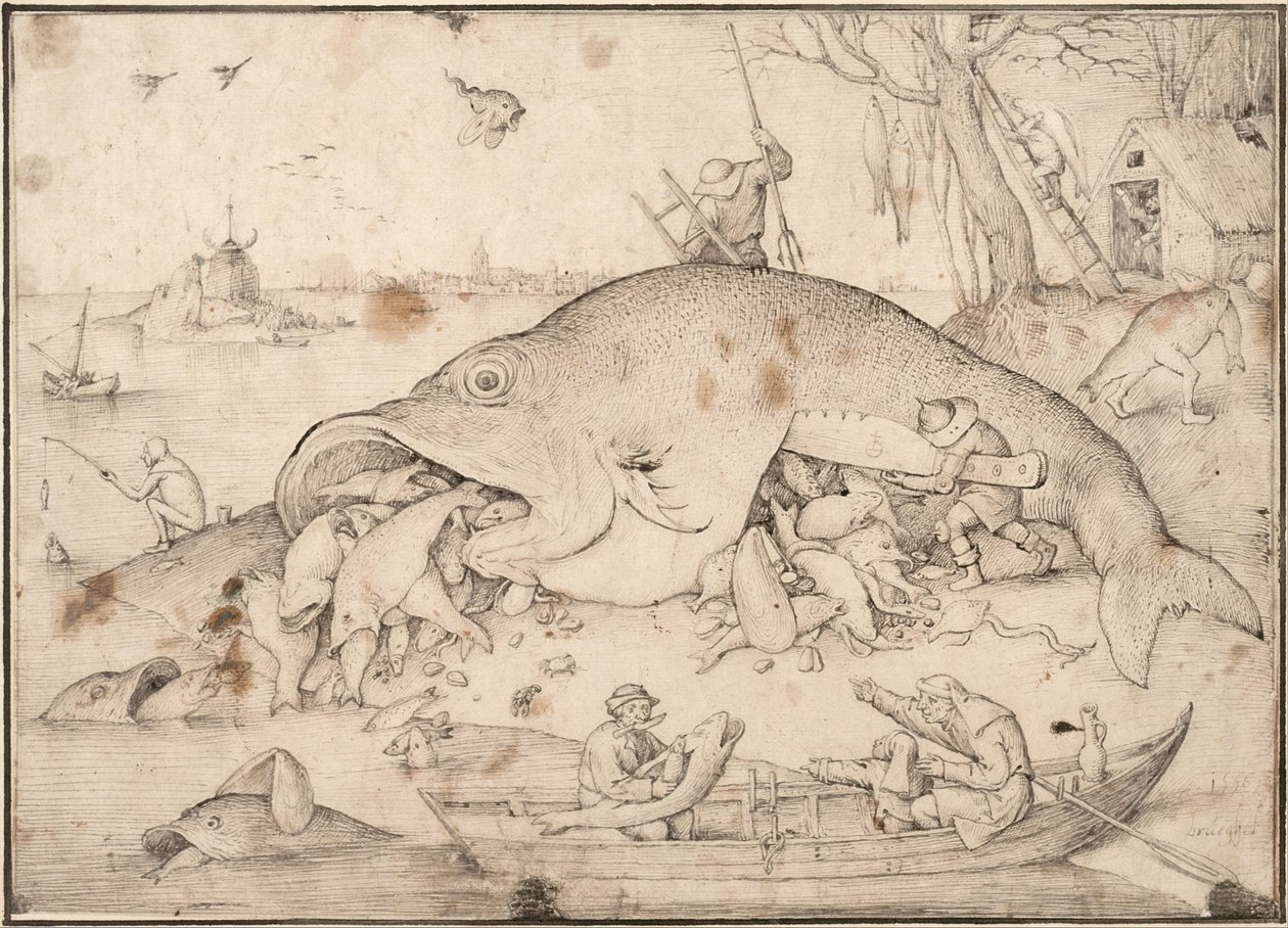 Stor fisk spiser liten fisk, 1556 av Bruegel