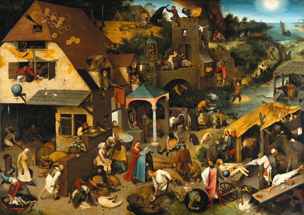 De nederlandske ordspråkene The Blue Cloak or The Topsy Turvy World, 1559 av Bruegel