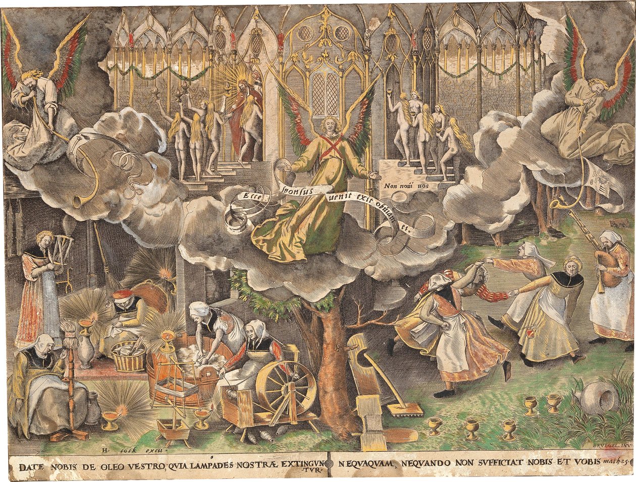 Lignelsen om de vise og tåpelige jomfruer, ca. 1560. av Bruegel