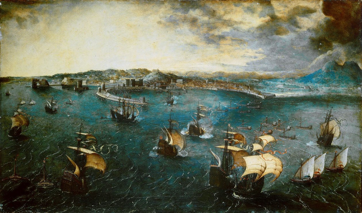 Utsikt over Napoli-bukten, ca 1550-1565. av Bruegel