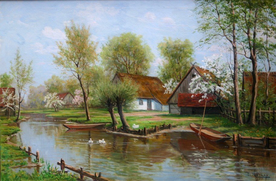 Kanal i Spreewald om våren av Bruno Moras