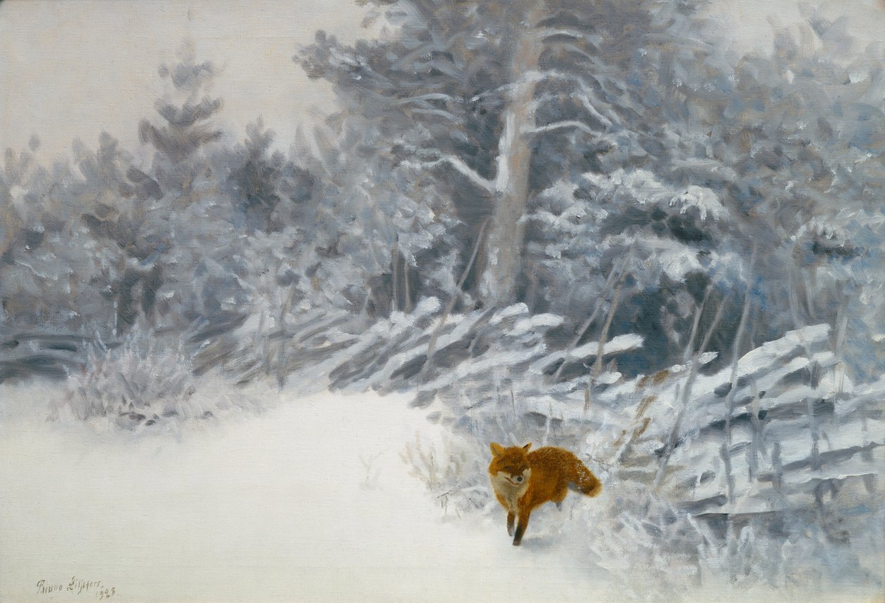 En rev i vinterskogen av Bruno Andreas Liljefors
