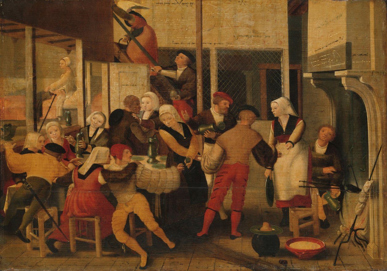 Party in a Bordell, ca. 1540 (olje på panel) av Brunswick Monogrammist