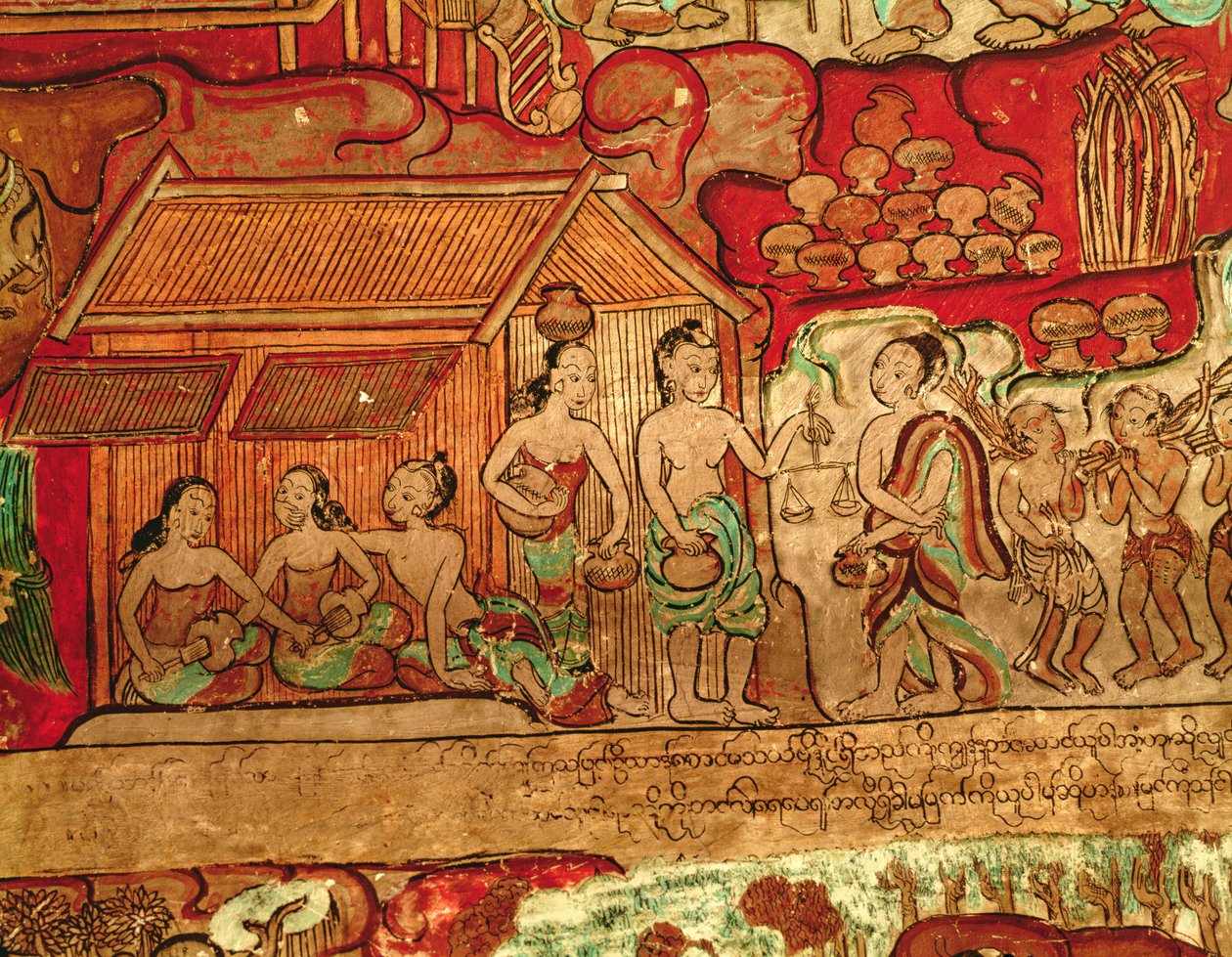 Dagliglivsscene av Burmese School