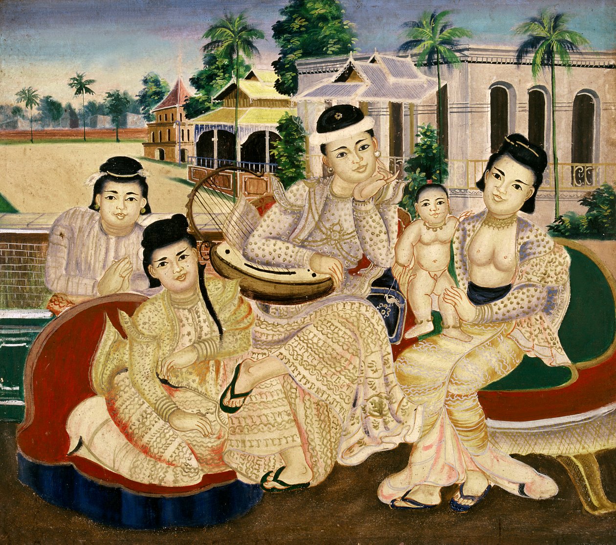 Familie portrett av Burmese School