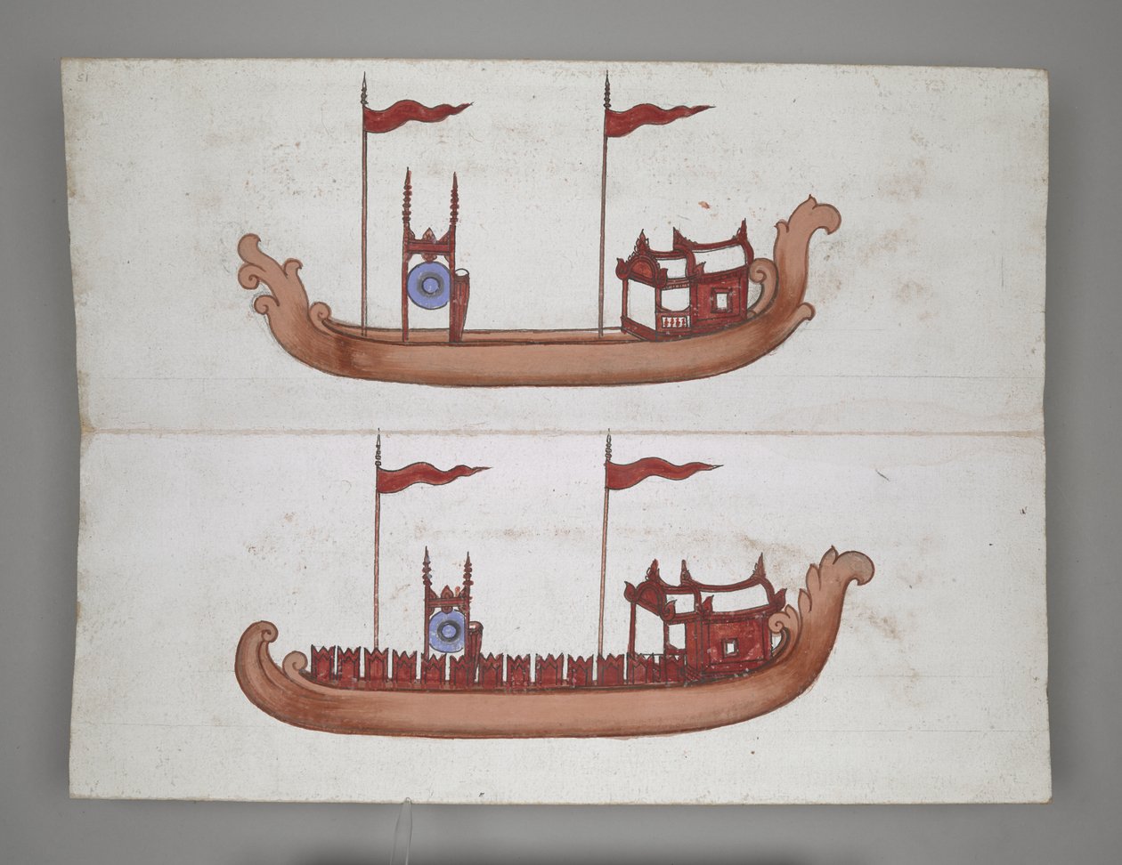 Eller 14005 Royal Barges and Boats (blekk, farge og gull på papir) av Burmese School