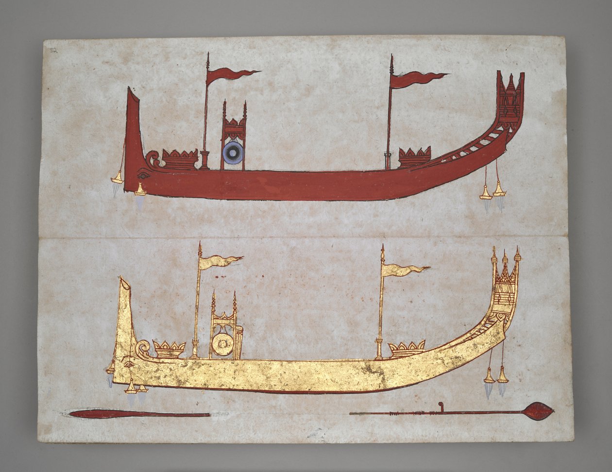 Eller 14005 Royal Barges and Boats (blekk, farge og gull på papir) av Burmese School