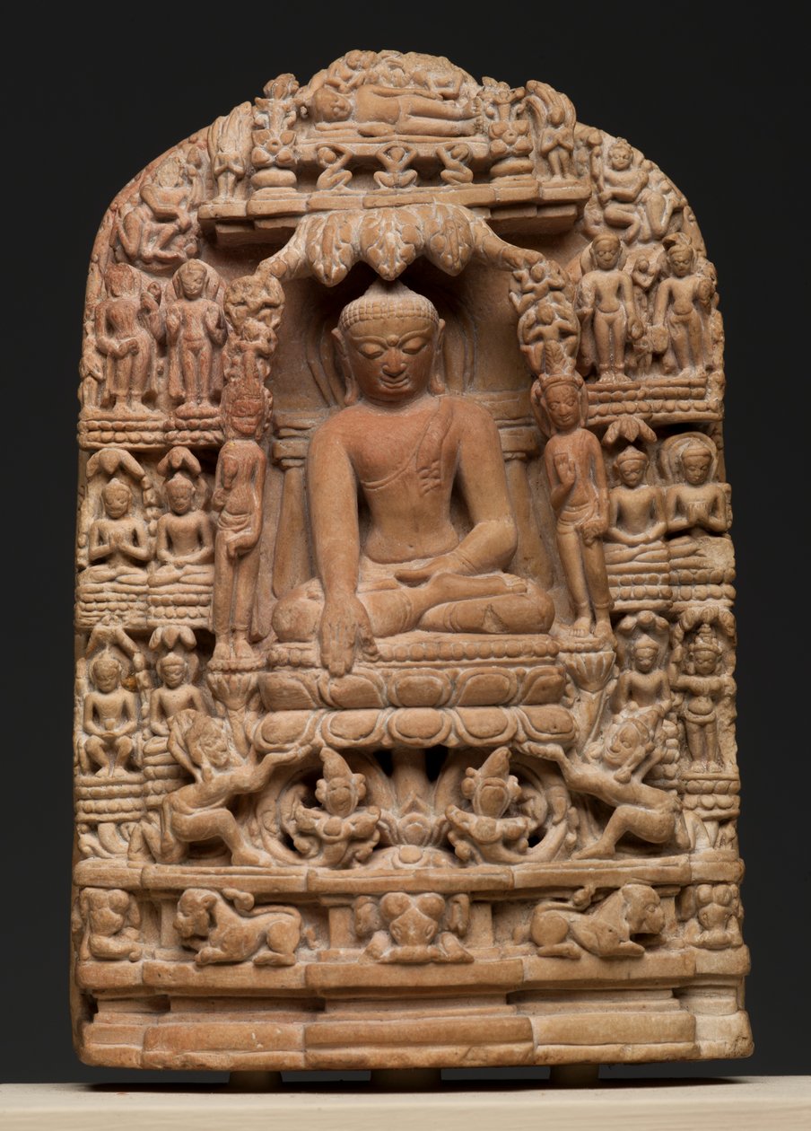 Plakett som viser episoder fra livet til Shakyamuni Buddha (pyrofyllitt) av Burmese School