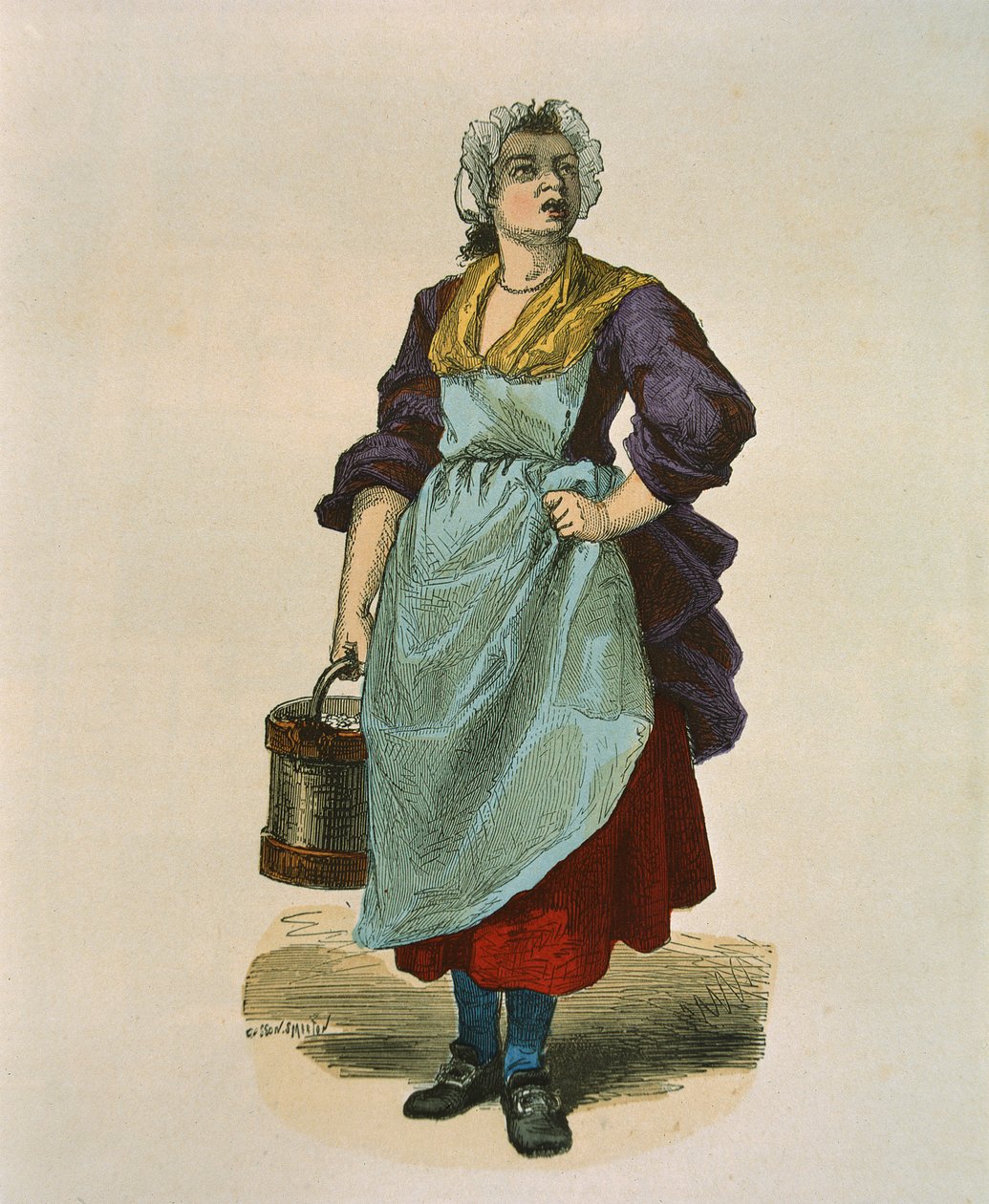 Valnøttselger i 1774 (fargegravering) av Burn Smeeton