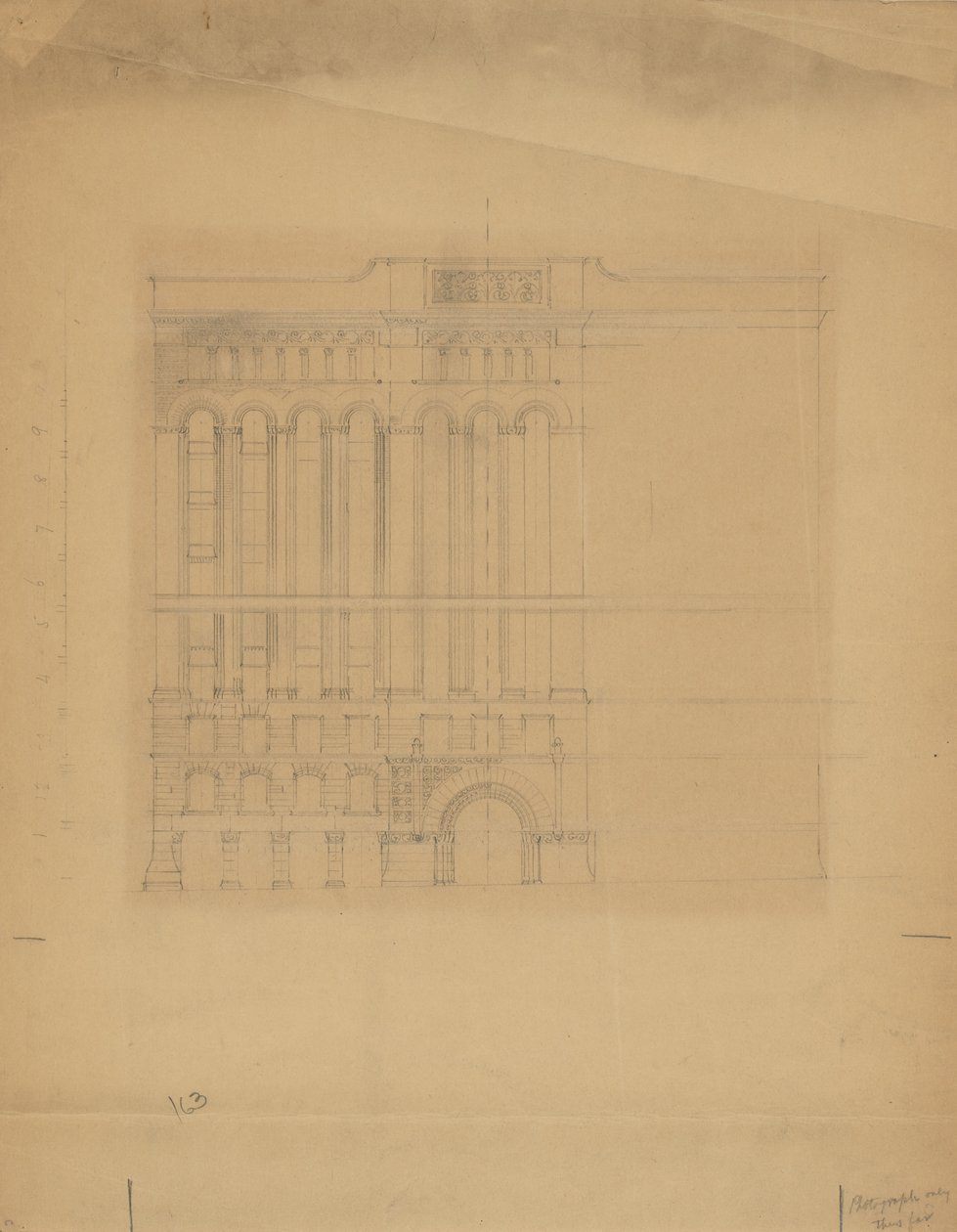Mills Building, San Francisco, California, Design Sketch av Burnham and Root