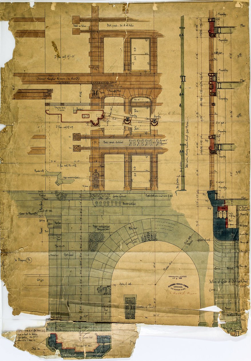 Rookery Building, Chicago, Illinois, høyde og seksjon av Burnham and Root