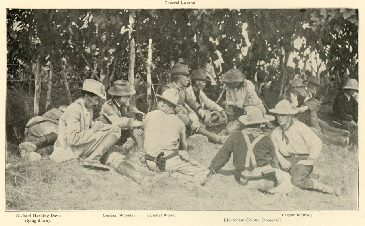 Konferanse etter Rough Riders Battle, spansk-amerikansk krig, juni 1898, 1899. av Burr McIntosh