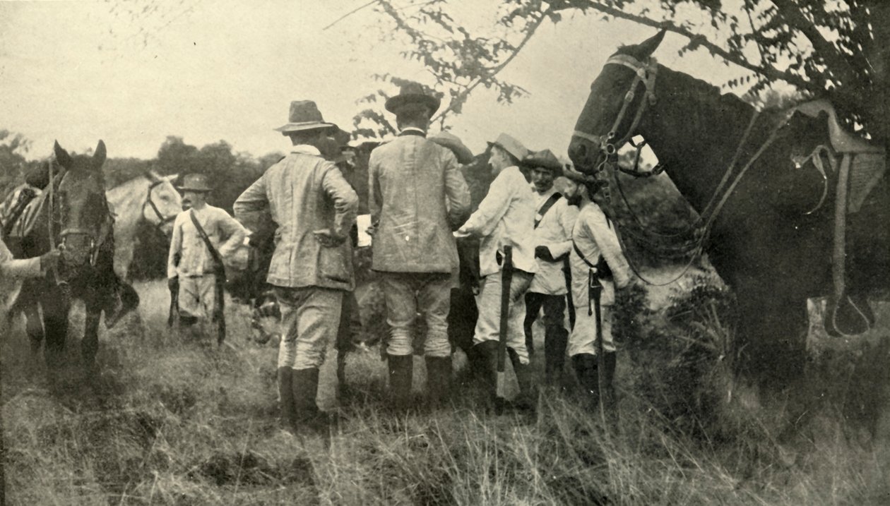 General Lawton lærer av cubanske offiserer...30. juni, spansk-amerikansk krig, 1898, 1899. av Burr McIntosh