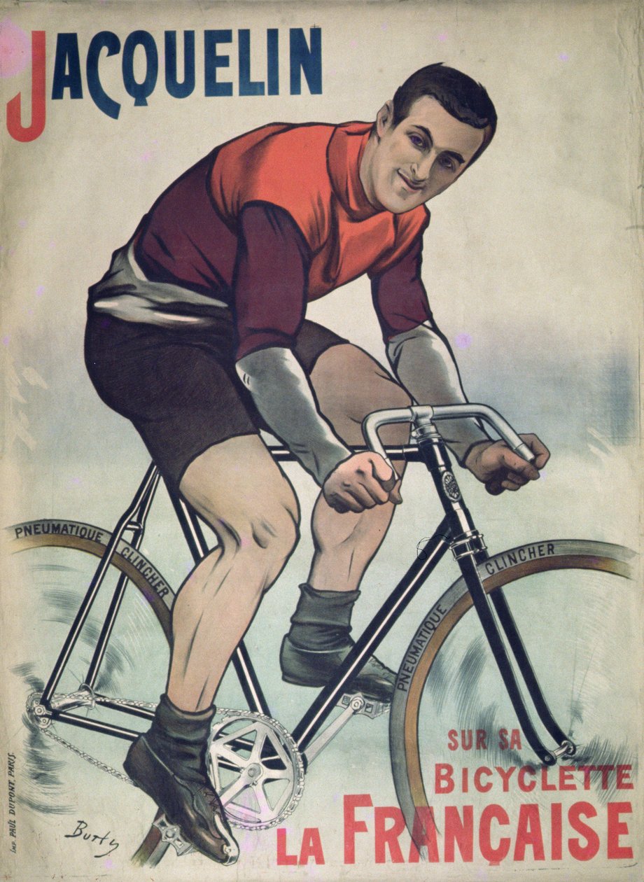 Plakatreklame for Edmond Jacquelin (1875-1928) på syklus 'La Francaise', 1900 av Burty