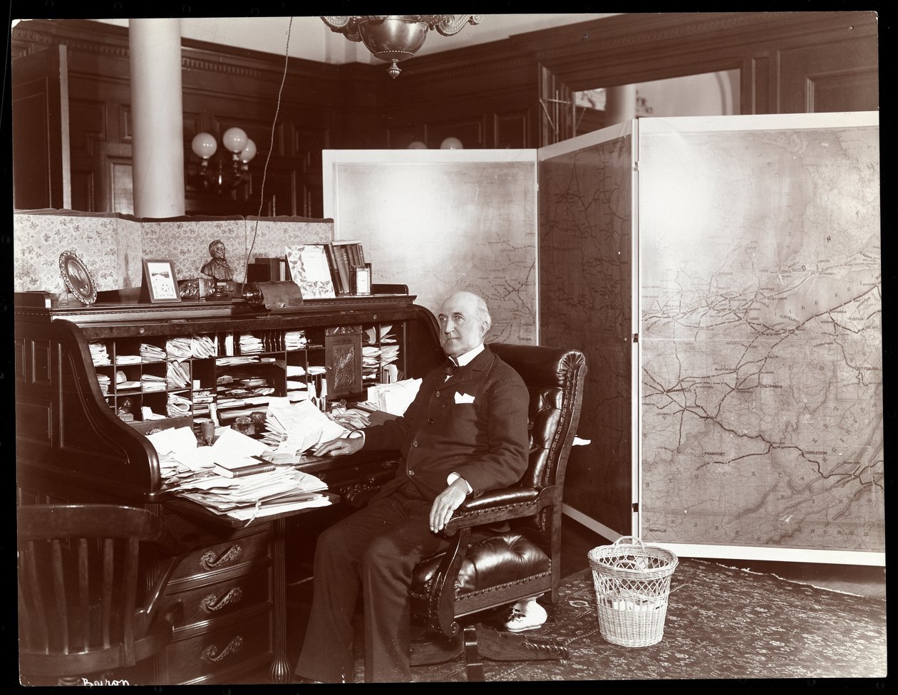 Chauncey Depew på kontoret hans, New York, 1898 (sølv gelatintrykk) av Byron Company